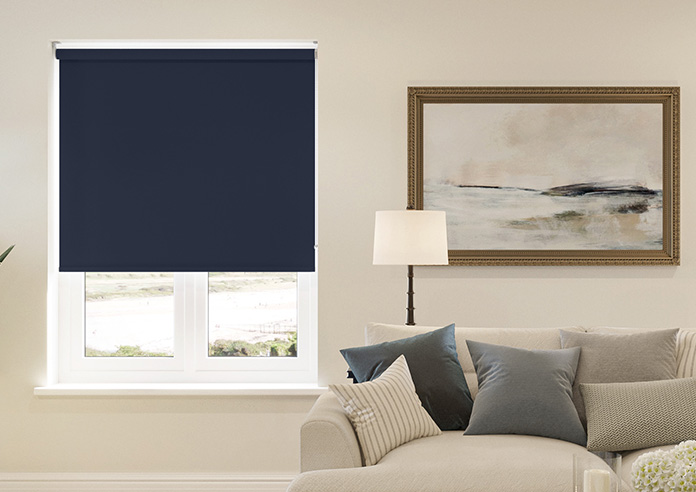 Florenza (Blackout), Midnight Blue - Motorised Roller Blind - Image 3